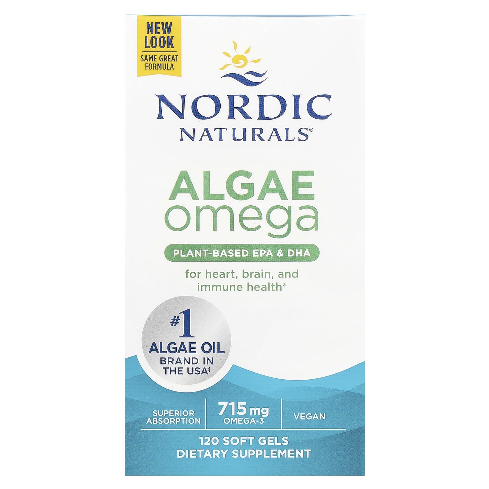 Nordic Naturals, Algae Omega, 715 mg, 120 Softgels UPC 768990016189 | HiLife Vitamins
